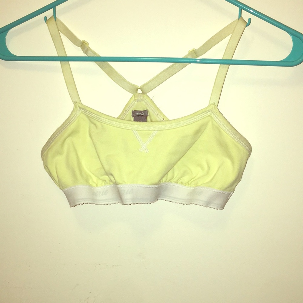 size small yellow aerie bra + cute elastic band